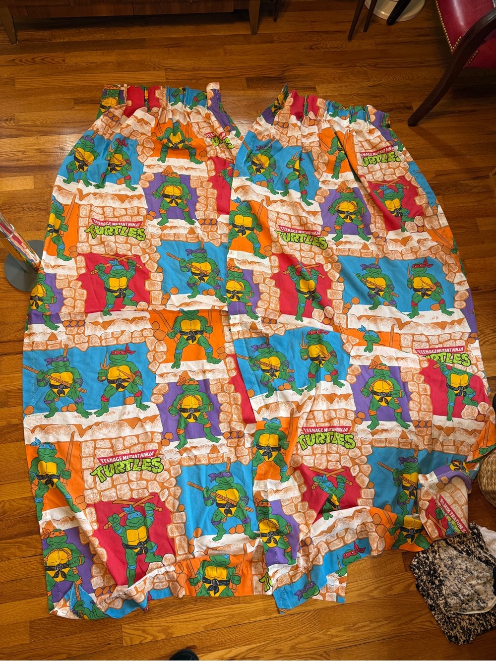 Teenage Mutant Ninja Turtles Vintage Curtain Set Of 2 80s Retro Bedroom Boys